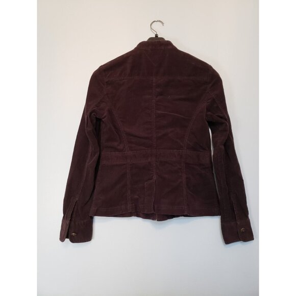 Tommy Hilfiger Women Sz M Brown Button Front Long Sleeve Jacket Corduroy Pockets - Picture 2 of 6